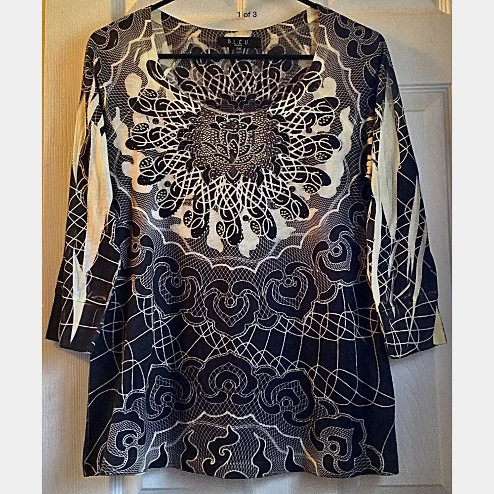 B.L.E.U. / BLEU Sublimated Top, Rhinestone Accents